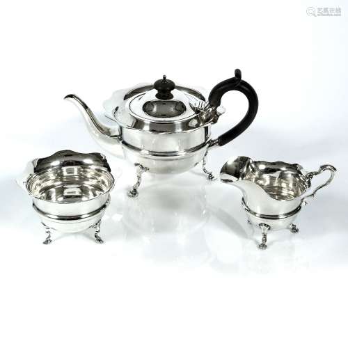 Three piece silver tea set 461 grams