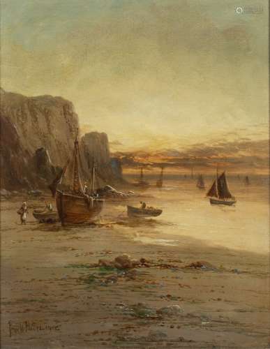 Frank Hill (late 19th century) coastal scene, oil on canvas, signed and dated lower left (19??)