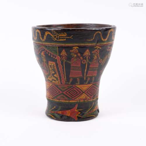 Spanish Colonial Kero wine cup South America, 19th Century, 13.5cm high