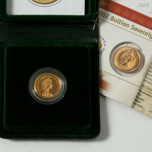 1980 proof sovereign (cased) together with a 2002 bullion sovereign