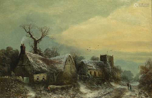 Harry Foster Newey (British, 1858-1933) winter landscape, oil, signed lower left, framed, 58cm x