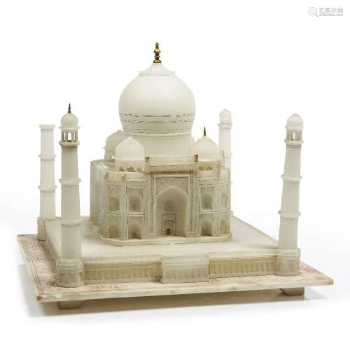 Model of the Taj Mahal, Agra, circa 1900, carved in alabaster, 40cm across x 32cm high
