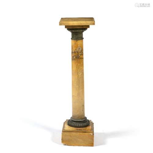 French alabaster column late 19th Century, with stepped square base, 107cm high x 28.5cm across