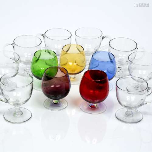 Eight jelly glasses Victorian, and five miniature colour glass brandy balloons (13)