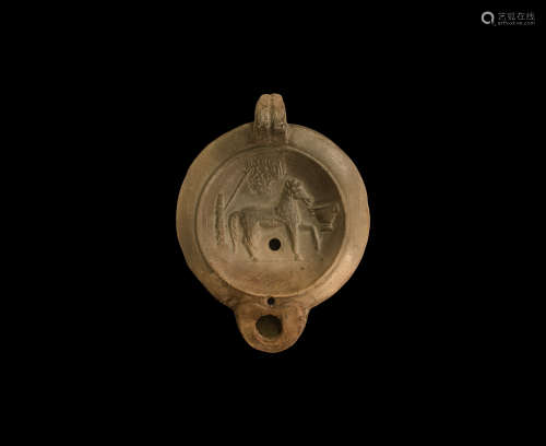 Roman Oil Lamp with Horse