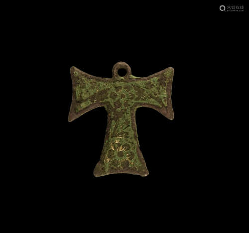 Medieval Gilt Tau Cross Pendant