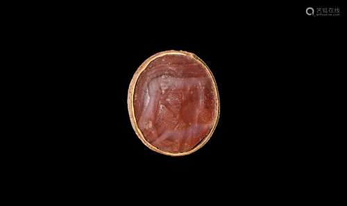 Roman Gold Pendant with Intaglio Gemstone