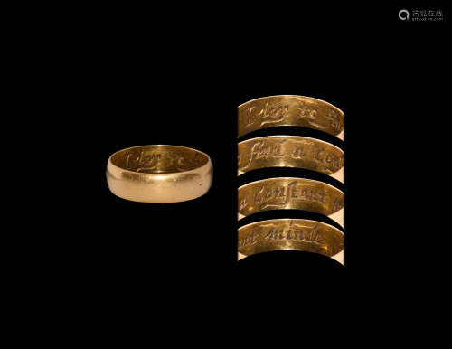 Post Medieval Gold 'I joy to find a constant minde' Posy Ring