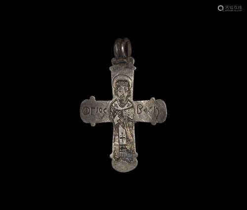 Post Medieval Silver Pendant Cross of St. Basil