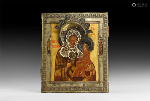 Russian Icon with Virgin of Tikhvin