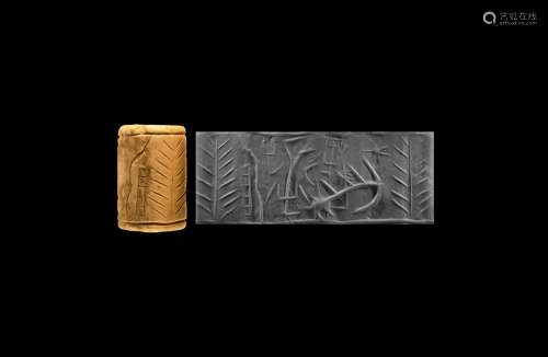 Western Asiatic Cylinder Seal with Linear Designs