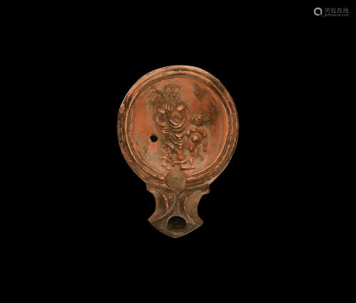 Roman Oil Lamp with Asclepius