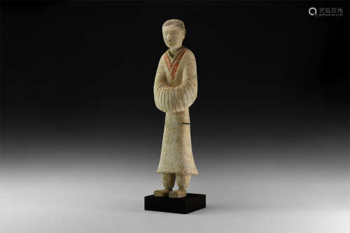 Chinese Han Standing Attendant Figurine