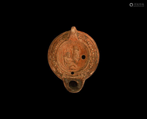 Roman Oil Lamp with Erotic Scene