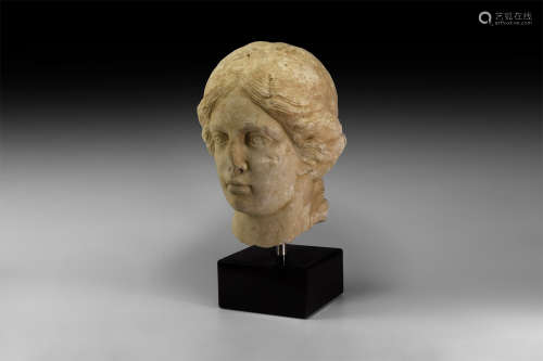 Roman Marble Head of a Goddess