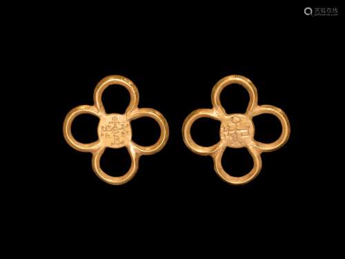 Byzantine Gold Floral Cross with Monograms
