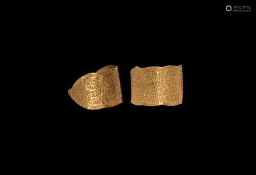 Scandinavian Viking Gold Ring with Horseshoe Motifs