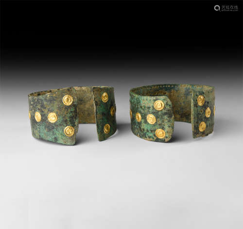 Western Asiatic Bracelet Pair with Gold Roundels