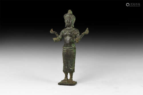 Cambodian Standing Lakshmi Statuette