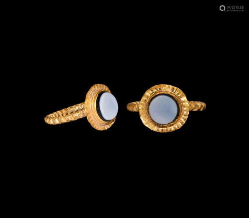 Roman Gold Ring with Nicolo Gemstone