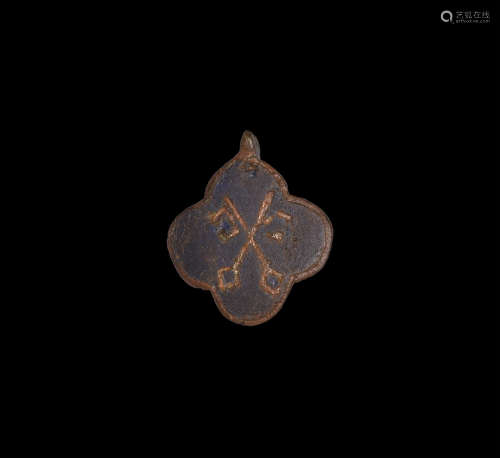 Medieval Enamelled Crossed Keys Horse Harness Pendant