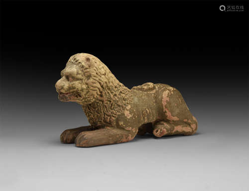 Medieval Terracotta Lion Statuette