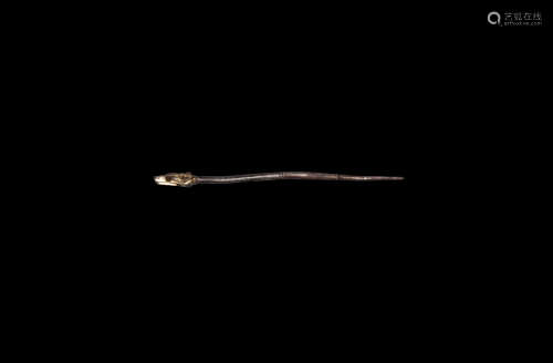 Anglo-Saxon Gilt Silver Beast-Headed Pin