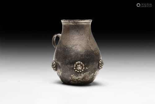 Western Asiatic Sassanian Silver Jug with Bosses