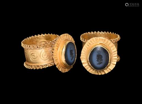 Roman Serapis Intaglio in Gold Ring