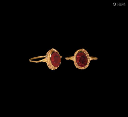 Saxon Gold Ring with Foil-Backed Garnet