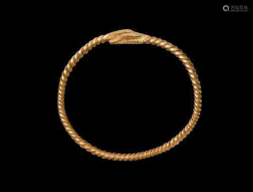 Viking Gold Bracelet with Animal Head Terminals