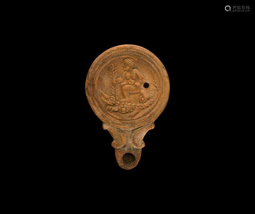 Roman Oil Lamp with Satirical Comment on Cleopatra with Erotic Overtones