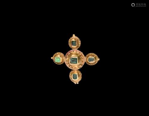 Jacobean Gold Hat Brooch with Emeralds