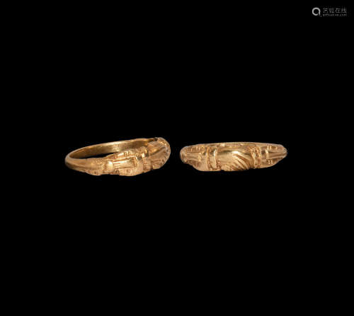 Medieval Gold Clasped Hands Fides Ring