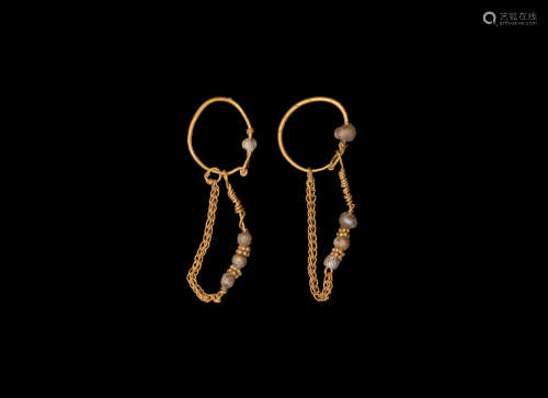Roman Gold and Glass Bead Earrings