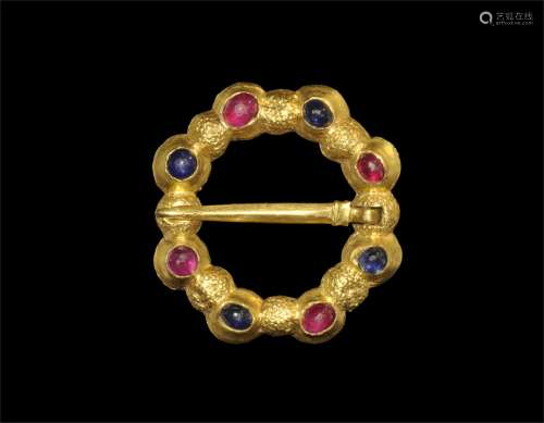 Medieval Gold Jewelled Annular Brooch