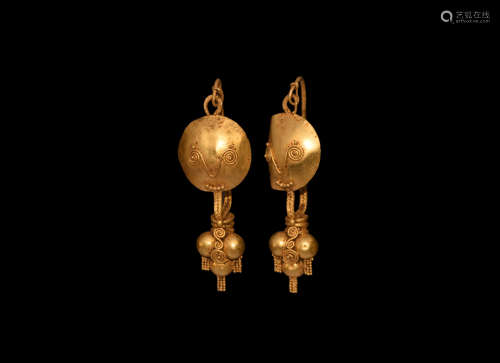 Large Roman Gold Earring Pair