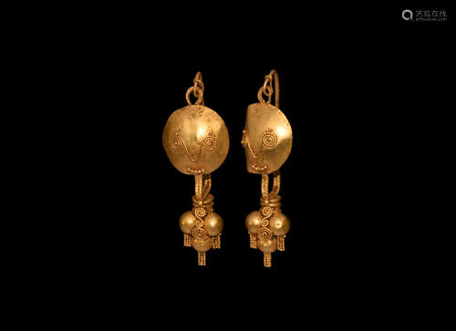 Large Roman Gold Earring Pair