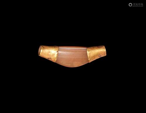 Western Asiatic Achaemenid Gold Capped Elbow Bead