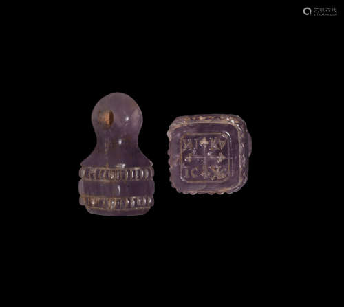 Post Medieval Amethyst Stamp Seal with Cross