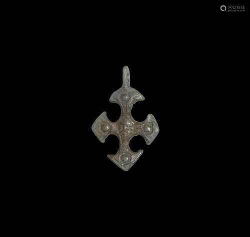 Viking Cross Pendant with Helmetted Man