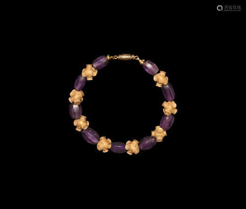 Greek Gold and Amethyst Bead Bracelet