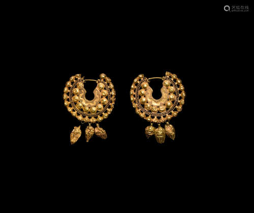 Western Asiatic Achaemenid Gold Elaborate Earring Pair
