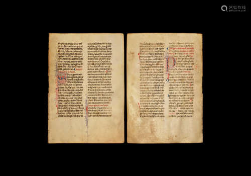 Large Medieval Breviary Manuscript Page