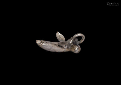 Roman Silver Winged Phallic Pendant