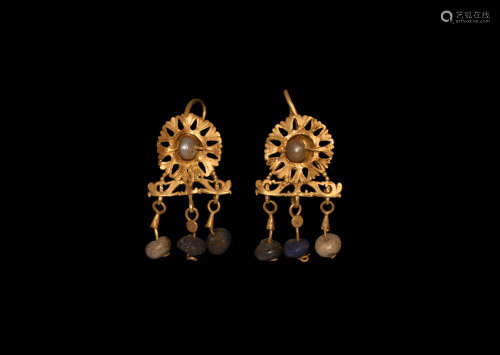 Roman Gold Earrings with Pearl Drops