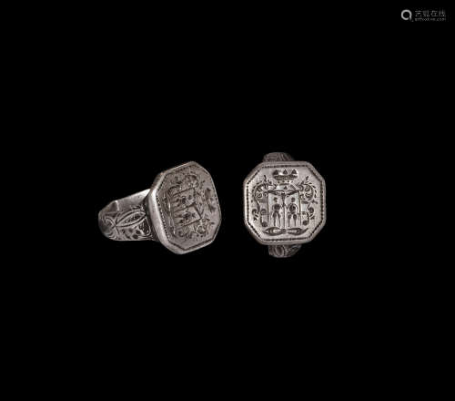 Post Medieval Silver Heraldic Signet Ring