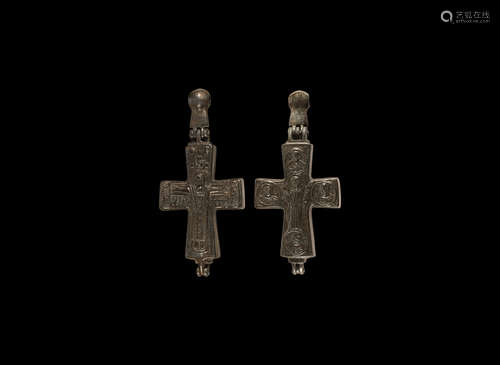 Large Byzantine Reliquary Cross Pendant