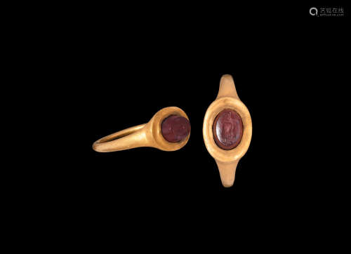 Roman Gold Ring with Telesphorus Gemstone