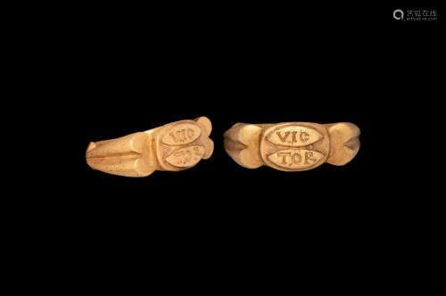 Roman Gold Signet Ring with VICTOR